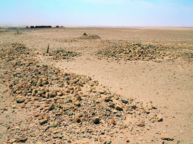 Détail de la rangée de tumuli.