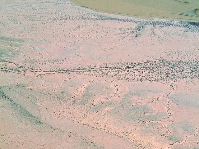 Deux MA sur le relief d'une terrasse en bordure de l'oued.